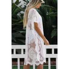 White V Neck Cut Out Cover Up Dress 